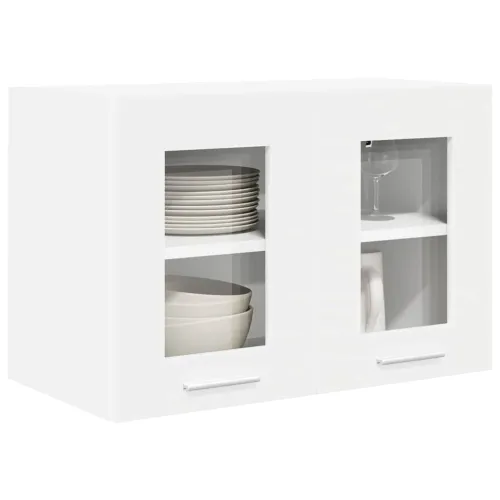 Viseći ormarić 2 kom. Bijelo Konstruirano drvo - Bijeli 2x viseća staklena vitrina (2 vrata) 60 cm široka 40 cm visoka Cijena