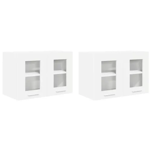 Viseći ormarić 2 kom. Bijelo Konstruirano drvo - Bijeli 2x viseća staklena vitrina (2 vrata) 60 cm široka 40 cm visoka Cijena