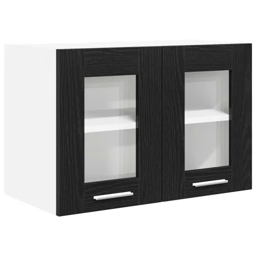 Viseći ormarić 2 kom. Crni hrast Konstruirano drvo - Crni hrast 2x viseća staklena vitrina (2 vrata) 60 cm široka 40 cm visoka Cijena