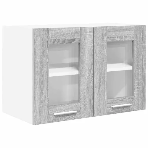 Viseći ormarić 2 kom. Siva Sonoma Konstruirano drvo - Sivi Sonoma 2x viseća staklena vitrina (2 vrata) 60 cm široka 40 cm visoka Cijena