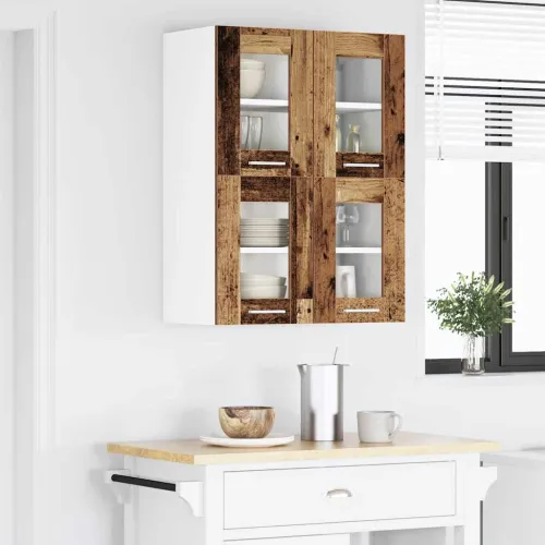Viseći ormarić Staro drvo 60 x 31 x 40 cm Konstruirano drvo - Staro drvo 1x viseća staklena vitrina (2 vrata) 60 cm široka 40 cm Cijena