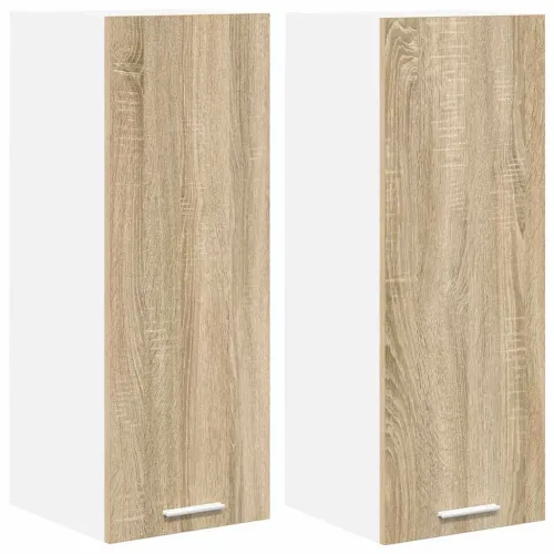 Viseći ormarić 2 kom. Sonoma hrast i bijela Konstruirano drvo - Hrast sonoma 2x viseća vitrina (1 vrata) 30 cm široka 80 cm viso Cijena