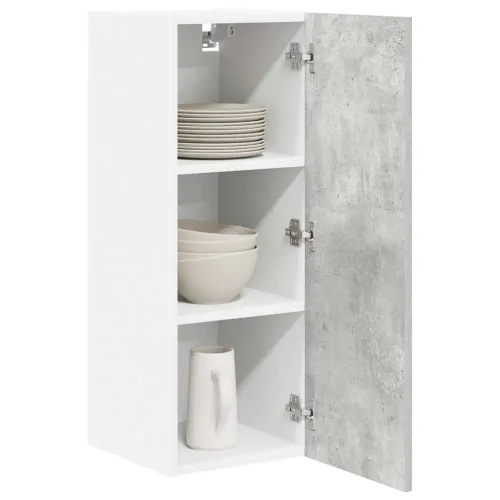 Viseći ormarić 2 kom. Beton siva i bijela Konstruirano drvo - Betonsko siva 2x viseća vitrina (1 vrata) 30 cm široka 80 cm visok Cijena