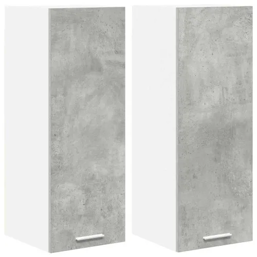 Viseći ormarić 2 kom. Beton siva i bijela Konstruirano drvo - Betonsko siva 2x viseća vitrina (1 vrata) 30 cm široka 80 cm visok Cijena