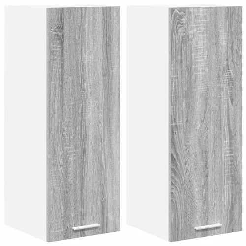 Viseći ormarić 2 kom. Siva Sonoma i bijela Konstruirano drvo - Siva sonoma 2x viseća vitrina (1 vrata) 30 cm široka 80 cm visoka Cijena