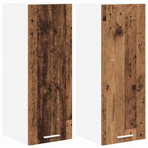 Viseći ormarić 2 kom. Stari drvo i bijela Konstruirano drvo - Staro drvo 2x viseća vitrina (1 vrata) 30 cm široka 80 cm visoka Cijena