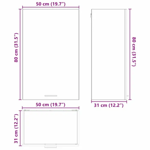 Viseći ormarić Sonoma hrast i bijela 50 x 31 x 80 cm - sonoma hrast 1x viseća vitrina (1 vrata) 50 cm široka 80 cm visoka Cijena