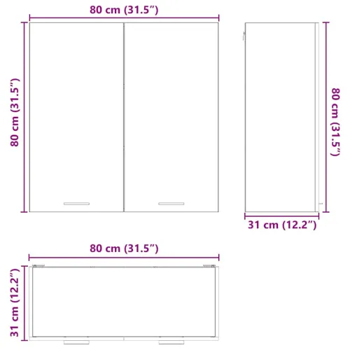 Viseći ormarić Bijelo 80 x 31 x 80 cm Konstruirano drvo - Bijela 1x viseći ormar (2 vrata) 80 cm širok 80 cm visok Cijena