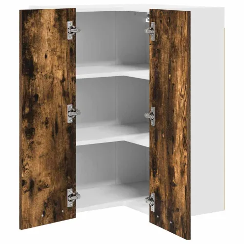 Viseći ormarić Dimljeni hrast i bijela 57 x 57 x 80 cm - Dimljeni hrast 1x viseća kutna vitrina 57 cm široka 80 cm visoka Cijena
