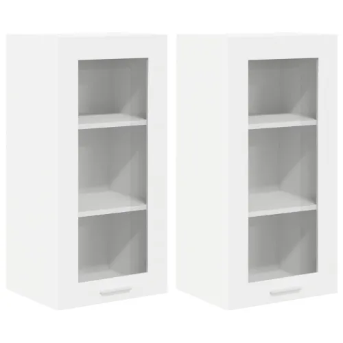 Viseći ormarić 2 kom. Bijelo Konstruirano drvo - Bijela 2x viseći stakleni ormarić (1 vrata) 40 cm širine 80 cm visine Cijena
