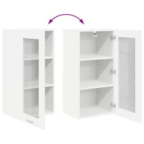 Viseći ormarić 2 kom. Bijelo Konstruirano drvo - Bijela 2x viseći stakleni ormarić (1 vrata) 40 cm širine 80 cm visine Cijena