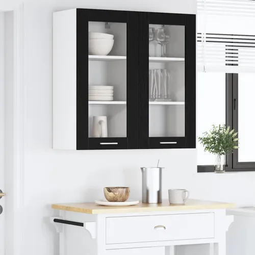 Viseći ormarić Crni hrast 40 x 31 x 80 cm Konstruirano drvo - Crni hrast 1x viseći stakleni ormarić (1 vrata) 40 cm širine 80 cm Cijena