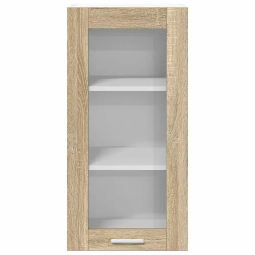 Viseći ormarić 2 kom. Sonoma hrast Konstruirano drvo - sonoma hrast 2x viseći stakleni ormarić (1 vrata) 40 cm širine 80 cm visi Cijena