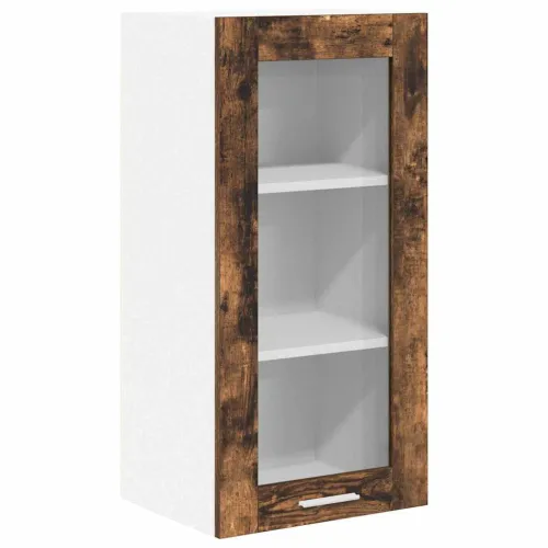 Viseći ormarić 2 kom. Dimljeni hrast Konstruirano drvo - Dimljeni hrast 2x viseći stakleni ormarić (1 vrata) 40 cm širine 80 cm  Cijena
