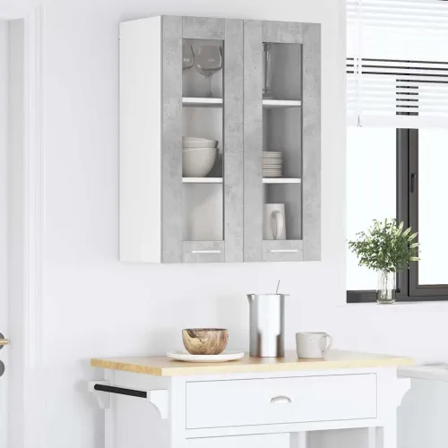 Viseći ormarić Betonski sivi 60 x 31 x 80 cm Konstruirano drvo - Betonska siva 1x viseći stakleni ormar (2 vrata) 60 cm širok 80 Cijena