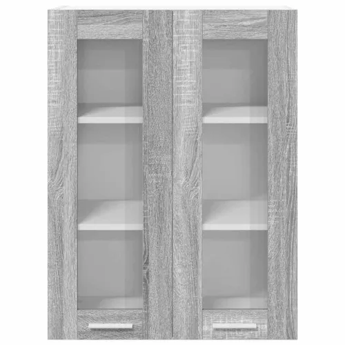 Viseći ormarić Siva Sonoma 60 x 31 x 80 cm Konstruirano drvo - Sivi Sonoma 1x viseći stakleni ormar (2 vrata) 60 cm širok 80 cm  Cijena