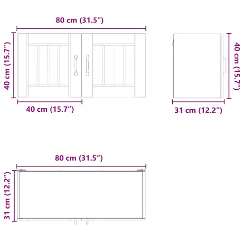 Ormar za Zid LUCCA Dimljeni hrast 80 x 31 x 40 cm - Dimljeni hrast 80 x 31 x 40 cm 1 x zidni ormarić (2 vrata) Cijena