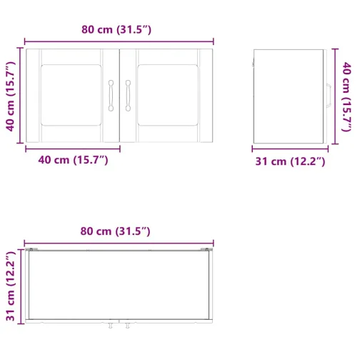 Zidni stakleni ormarić LUCCA Bijela 80 x 31 x 40 cm - Bijela 1x stakleni ormar za zid (2 vrata) širine 80 cm i visine 40 cm Cijena