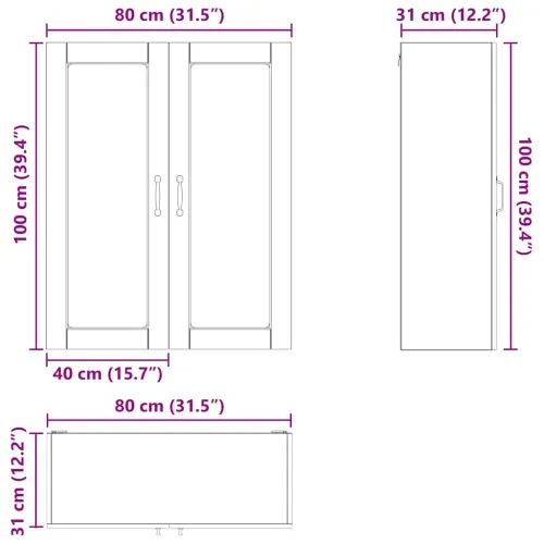 Ploča za perilicu posuđa Kalmar Sonoma hrast 80 x 31 x 100 cm - Hrast sonoma 1x stakleni ormar za zid (2 vrata) širine 80 cm i v Cijena