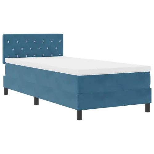 LED Box Spring Krevet Tamno plava 90 x 200 cm Baršun - Tamno plava 90 x 200 cm Kristal s dugmadima Cijena