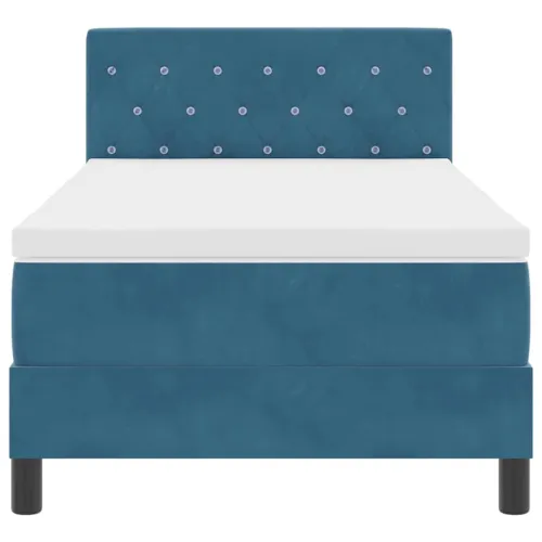LED Box Spring Krevet Tamno plava 90 x 200 cm Baršun - Tamno plava 90 x 200 cm Kristal s dugmadima Cijena