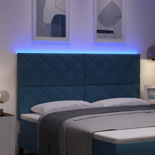 LED glava kreveta Tamno plava 180 cm Baršun - Tamno plava 180 cm Visoki uzglavlje Cijena