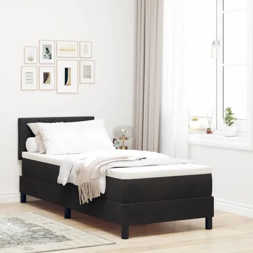 Box spring krevet s jastukom Crna 80 x 200 cm Baršun - Crna 80 x 200 cm Dizajn s rombovima Cijena