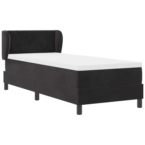 Box spring krevet s uzglavljem Crna 80 x 200 cm Baršun - Crna 80 x 200 cm Dizajn s rombovima Cijena