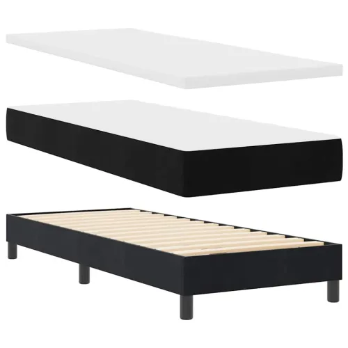 Box spring krevet s uzglavljem Crna 80 x 200 cm Baršun - Crna 80 x 200 cm Dizajn s rombovima Cijena