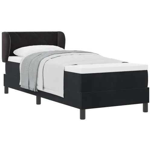 Box spring krevet s uzglavljem Crna 80 x 200 cm Baršun - Crna 80 x 200 cm Dizajn s rombovima Cijena