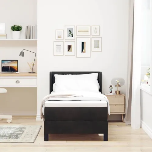 Box spring krevet s uzglavljem Crna 200 x 80 cm Baršun - Crna 80 x 200 cm Dizajn s rombovima Cijena