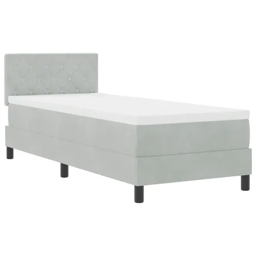 LED Box Spring Krevet Svijetlo siva 80 x 200 cm Baršun - Svjetlosiva 80 x 200 cm Kristal s dugmadima Cijena