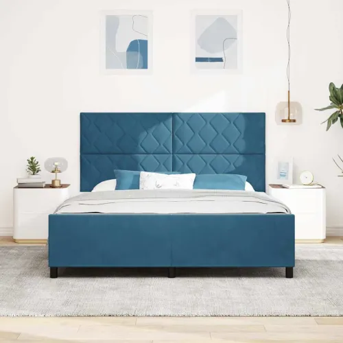 Box spring krevet Tamno plava 180 x 200 cm Baršun - Tamno plava 180 x 200 cm Dizajn s rombovima Cijena
