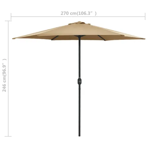 Vrtni suncobran s aluminijskim stupom 270 x 246 cm smeđesivi - Sivo-smeđa Cijena