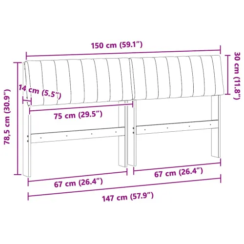 Tapecirani uzglavlje Crna 150 cm Čvrsto borovo drvo - Smeđa i crna 150 cm Cijena