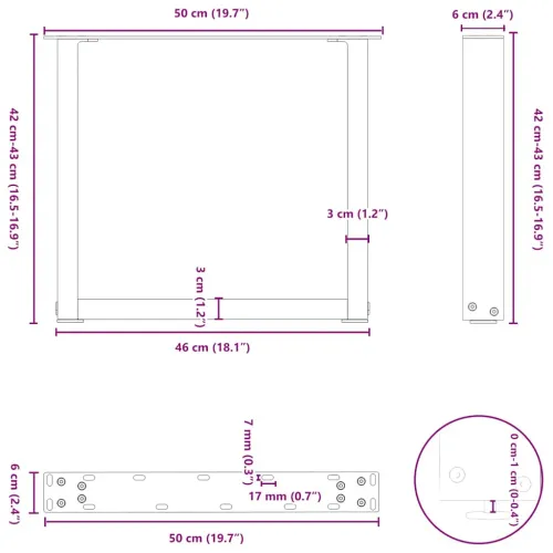 Noge za klub stolić U-oblik 2 kom Prirodni čelik 50 x (42-43) cm Čelik - Prirodna 50 x (42-43) cm 2 Cijena