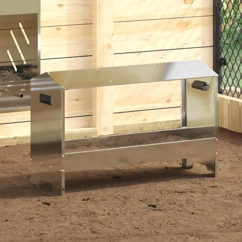 Hranilica za kokoške Srebrno 81 x 32 x 53,5 cm Cinkani čelik - Pocinčani čelik Cijena