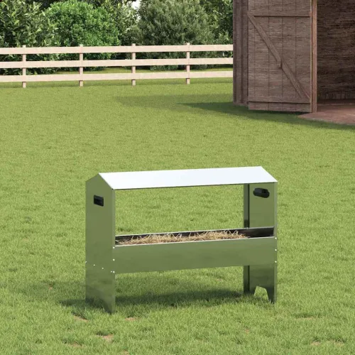 Hranilica za stoku Srebrna 79 x 35 x 62 cm 15 kg - Pocinčani čelik Cijena