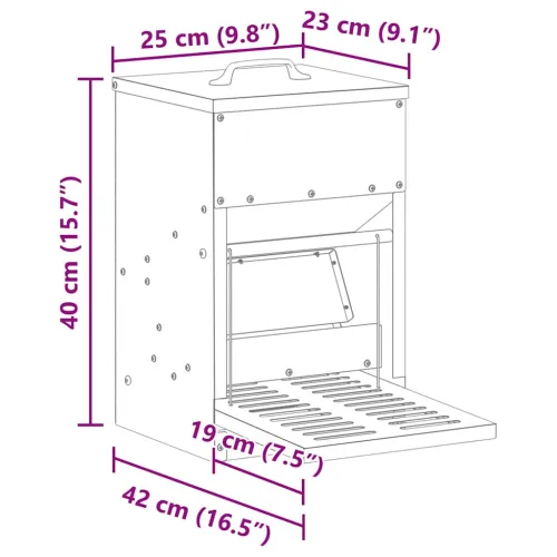 Feeder s nogom za piliće Srebrno 25 x 42 x 40 cm 4 kg - Pocinčani čelik 25 x 42 x 40 cm Cijena