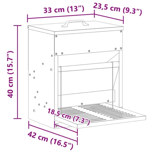 Feeder s nogom za piliće Srebrno 33 x 42 x 40 cm 10 kg - Pocinčani čelik 33 x 42 x 40 cm Cijena