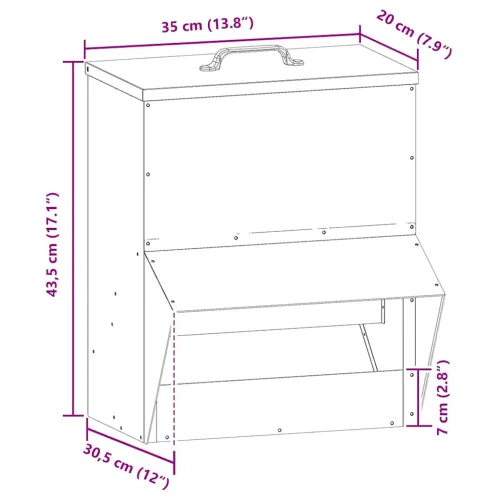 Hranilica za piliće Crna 20 x 25 x 35 cm Hladno valjani čelik - Crna 20 x 25 x 35 cm Cijena