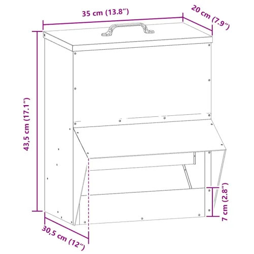 Hranilica za piliće Srebrno 20 x 25 x 35 cm Cinkani čelik - Pocinčani čelik 20 x 25 x 35 cm Cijena