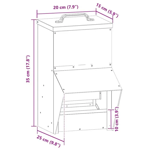 Hranilica za piliće Crna 20 x 25 x 35 cm Hladno valjani čelik - Crna 20 x 25 x 35 cm Cijena