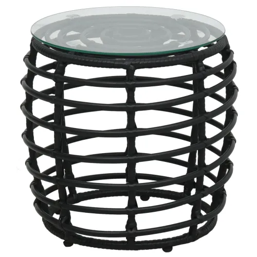 3-dijelni bistro set od poliratana crni - Crna 3 Cijena