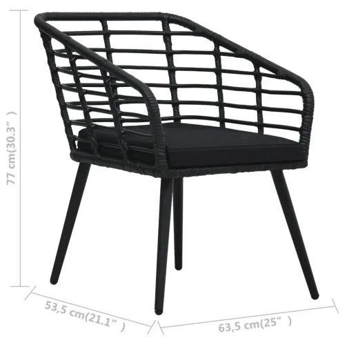 3-dijelni bistro set od poliratana crni - Crna 3 Cijena