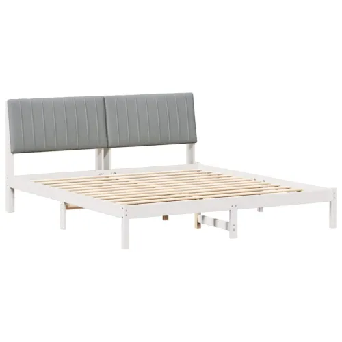 Okvir za krevet s uzglavljem Svijetlo siva 180 x 200 cm - 180 x 200 cm Bijela i svijetlosiva Cijena