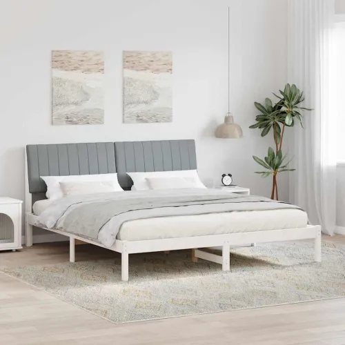 Okvir za krevet s uzglavljem Svijetlo siva 180 x 200 cm - 180 x 200 cm Bijela i svijetlosiva Cijena