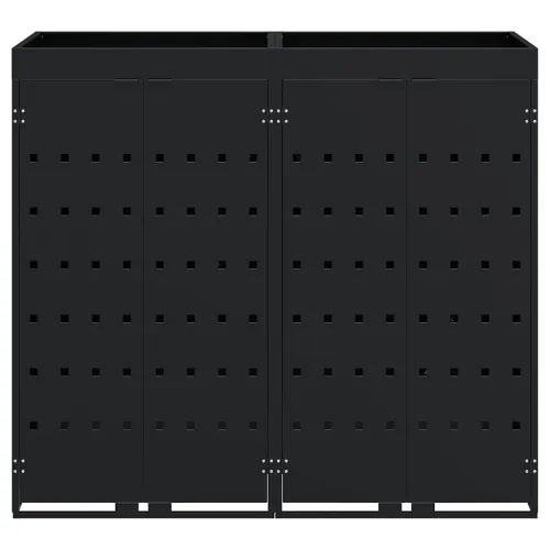 Skladištenje kanti za 2 kante Crna 136 x 77,5 x 121,5 cm - Crna 2 Vrh za saksiju Cijena