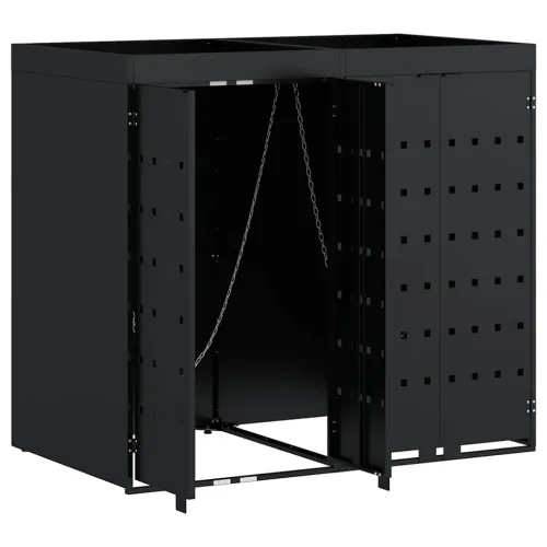 Skladištenje kanti za 2 kante Crna 136 x 77,5 x 121,5 cm - Crna 2 Vrh za saksiju Cijena