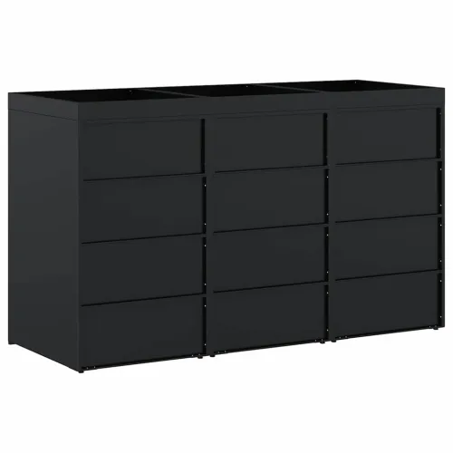 Skladištenje kanti za 3 kante Crna 204 x 77,5 x 121,5 cm - Crna 3 Vrh za saksiju Cijena